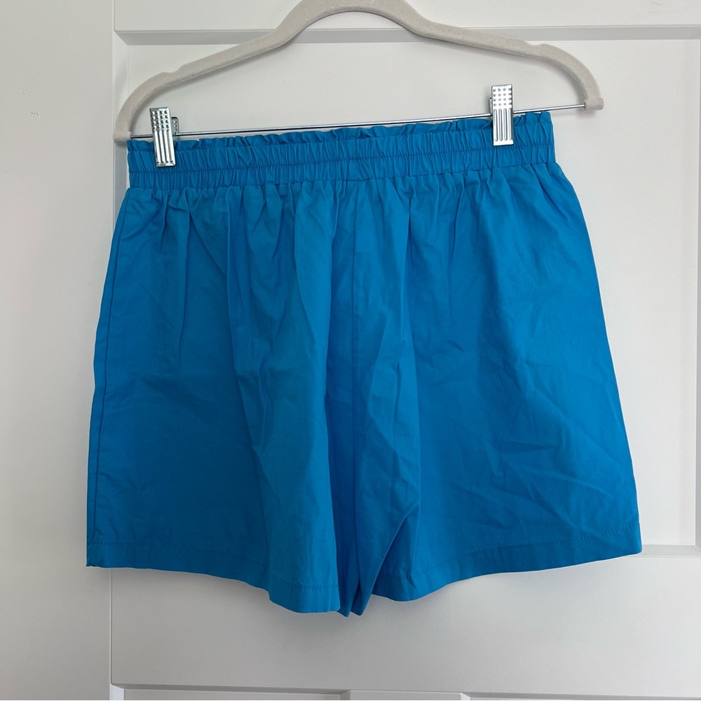 Blue Elastic Waist Shorts
